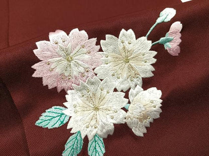 平和屋着物●女性　行灯袴　刺繍　舞桜文　洗える着物　未使用　AABG5798ph