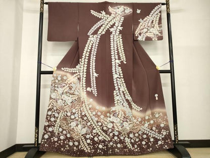平和屋着物●訪問着　作家物　辻が花　雲取り花文　暈し染め　正絹　逸品　AABG5804ck