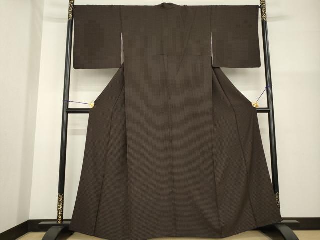 平和屋着物●上質な小紋　格子　正絹　逸品　AABG5805ck