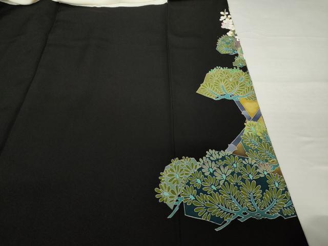 平和屋着物●本加賀友禅作家　池田裕　黒留袖　飛鶴梅松文　正絹　逸品　AABG5807ck