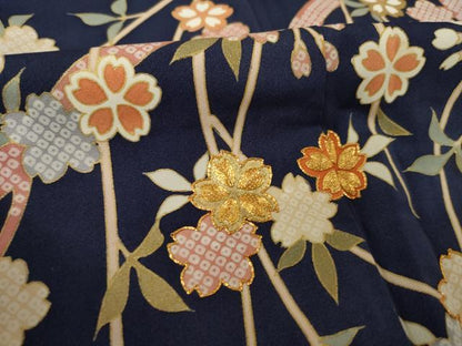 平和屋着物●訪問着　駒刺繍　桜　金彩　正絹　逸品　AABG5808ck