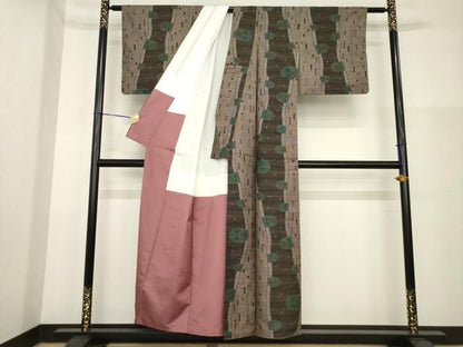 平和屋着物●東郷織物謹製　本場大島紬　モダンアート　手織り　カタス9マルキ　永江明夫作　証紙付き　正絹　逸品　AABG5809ck