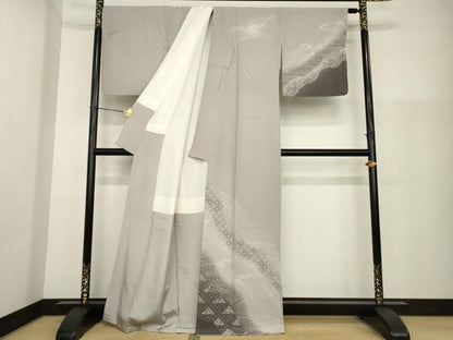 平和屋着物●訪問着　作家物　流水立波文　暈し染め　正絹　逸品　AABG5810ck