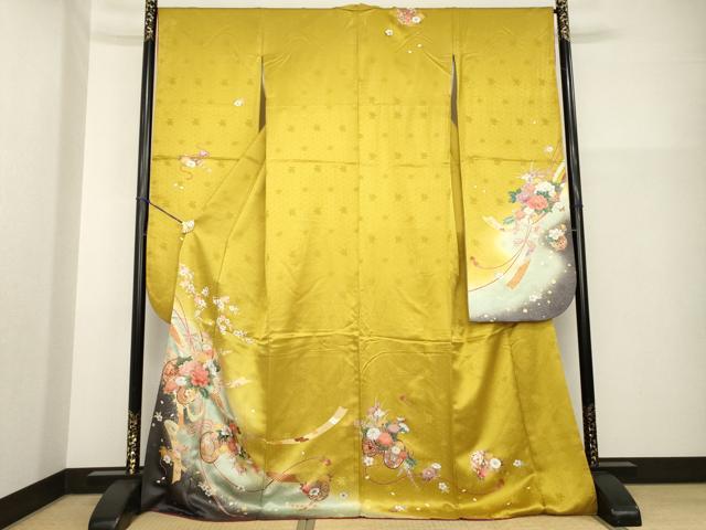 平和屋着物●豪華振袖　花鼓文　暈し染め　ロング丈　正絹　逸品　AABG5811ck