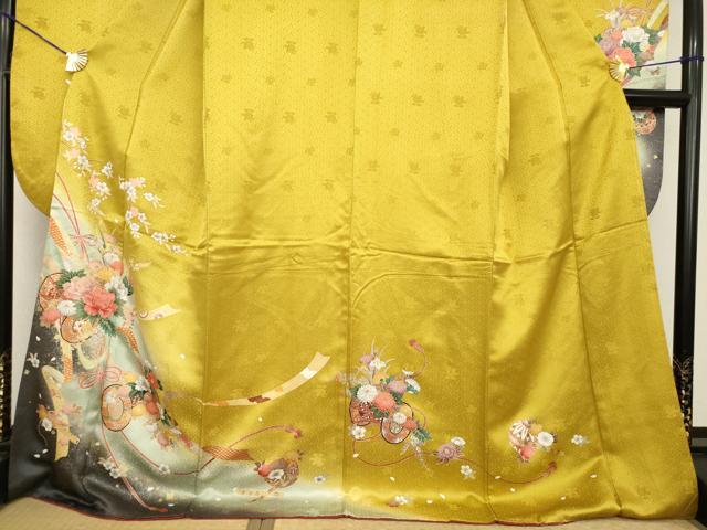 平和屋着物●豪華振袖　花鼓文　暈し染め　ロング丈　正絹　逸品　AABG5811ck