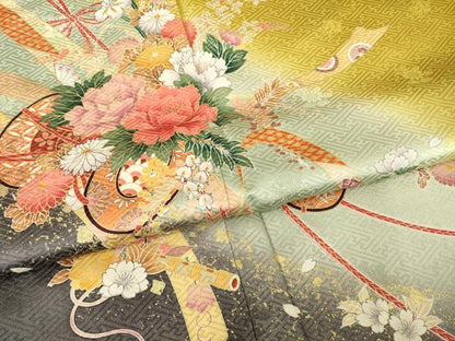 平和屋着物●豪華振袖　花鼓文　暈し染め　ロング丈　正絹　逸品　AABG5811ck