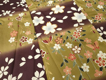 平和屋着物●豪華振袖　駒刺繍　市松花蝶文　暈し染め　金彩　ロング丈　正絹　逸品　AABG5812ck