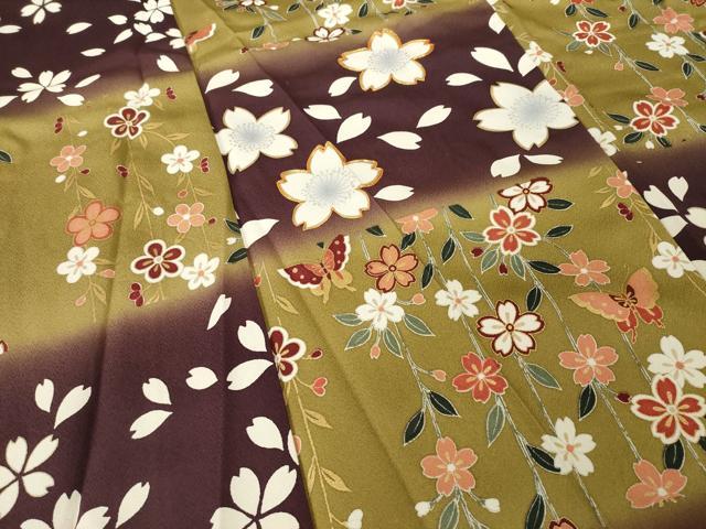平和屋着物●豪華振袖　駒刺繍　市松花蝶文　暈し染め　金彩　ロング丈　正絹　逸品　AABG5812ck
