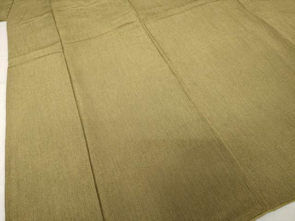 平和屋着物●樋口実　江戸小紋　万筋　涅色×黄橡色　浜ちりめん　三越扱い　反端付き　正絹　逸品　AABG5813ck