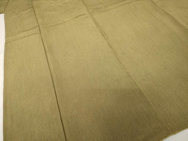 平和屋着物●樋口実　江戸小紋　万筋　涅色×黄橡色　浜ちりめん　三越扱い　反端付き　正絹　逸品　AABG5813ck