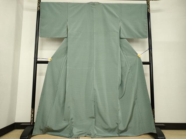 平和屋着物●お召　吉野間道　正絹　逸品　AABG5815ck