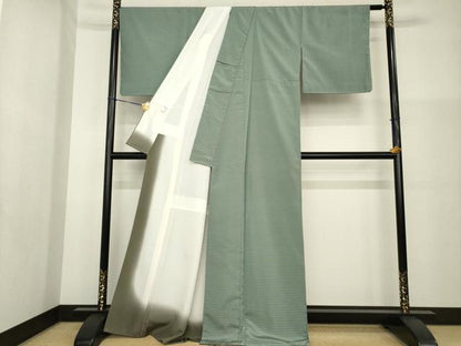 平和屋着物●お召　吉野間道　正絹　逸品　AABG5815ck