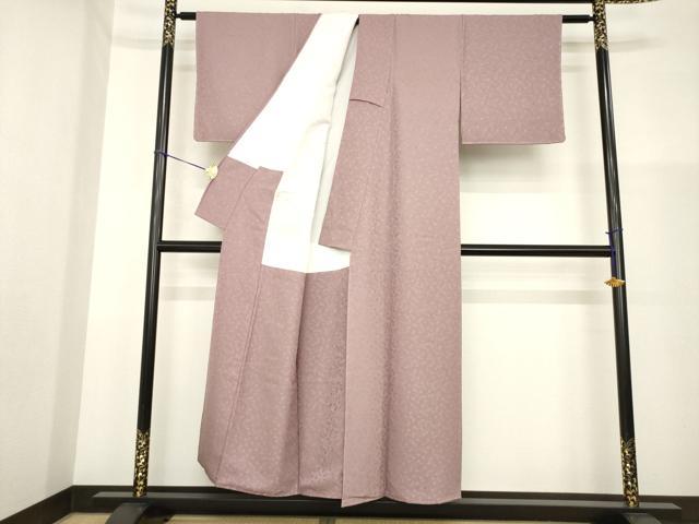 平和屋着物●上質な色無地　舞花地紋　鴇浅葱色　正絹　逸品　AABG5819ck