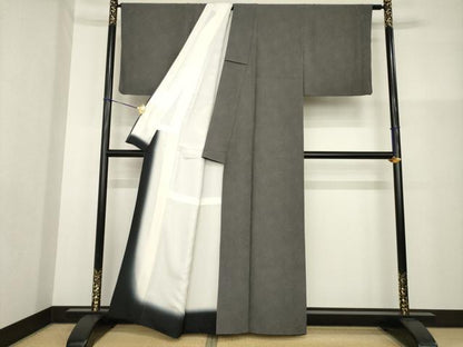 平和屋着物●江戸小紋　極小鮫小紋柄　黒地　正絹　逸品　AABG5821ck