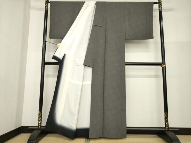 平和屋着物●江戸小紋　極小鮫小紋柄　黒地　正絹　逸品　AABG5821ck