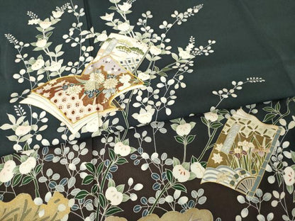 平和屋着物●訪問着　友禅　駒刺繍　冊子花文　暈し染め　金彩　正絹　逸品　AABG5823ck