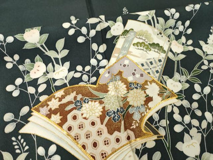 平和屋着物●訪問着　友禅　駒刺繍　冊子花文　暈し染め　金彩　正絹　逸品　AABG5823ck