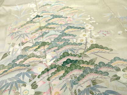 平和屋着物●訪問着　友禅　作家物　松竹梅　暈し染め　正絹　逸品　AABG5824ck