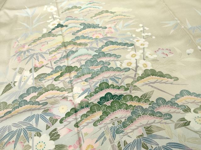 平和屋着物●訪問着　友禅　作家物　松竹梅　暈し染め　正絹　逸品　AABG5824ck
