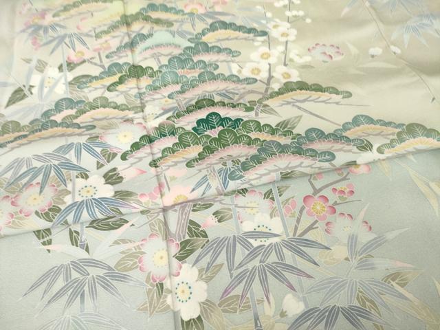 平和屋着物●訪問着　友禅　作家物　松竹梅　暈し染め　正絹　逸品　AABG5824ck