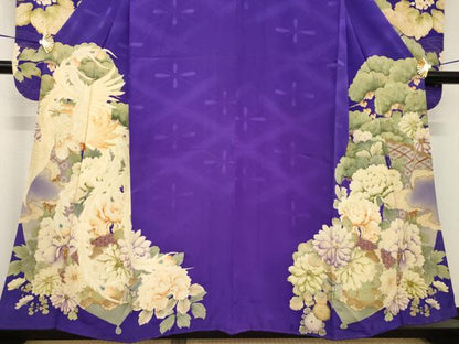 平和屋着物●アンティーク　大正ロマン　小振袖　二尺袖　駒刺繍　中国三大刺繍　相良刺繍　鳳凰花文　正絹　逸品　AABG5826ck