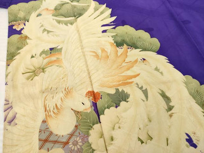 平和屋着物●アンティーク　大正ロマン　小振袖　二尺袖　駒刺繍　中国三大刺繍　相良刺繍　鳳凰花文　正絹　逸品　AABG5826ck