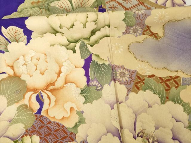平和屋着物●アンティーク　大正ロマン　小振袖　二尺袖　駒刺繍　中国三大刺繍　相良刺繍　鳳凰花文　正絹　逸品　AABG5826ck