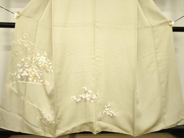 平和屋着物●訪問着　駒刺繍　流水枝梅文　光琳菊　金彩　正絹　逸品　AABG5827ck
