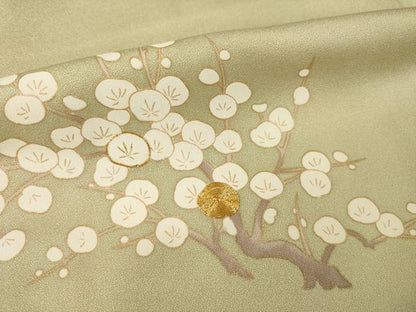平和屋着物●訪問着　駒刺繍　流水枝梅文　光琳菊　金彩　正絹　逸品　AABG5827ck