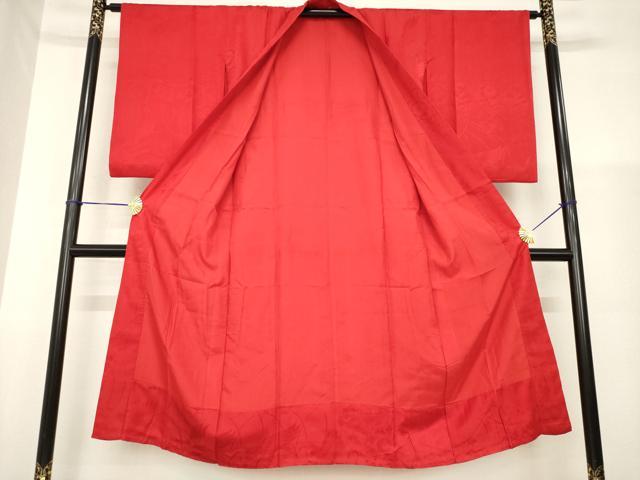 平和屋着物●アンティーク　大正ロマン　長襦袢　袷　飛鶴花地紋　紅海老茶色　正絹　逸品　AABG5830ck