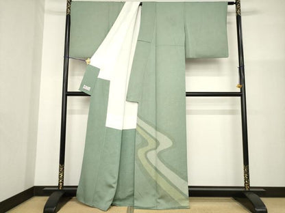 平和屋着物●江戸小紋　訪問着　鮫小紋柄　流水文　やまと誂製　正絹　逸品　AABG5832ck