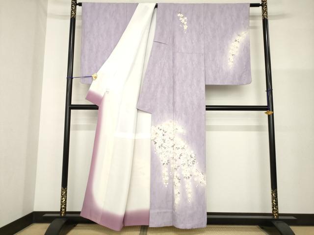 平和屋着物●訪問着　手描き　枝垂れ花文　暈し染め　正絹　逸品　AABG5835ck