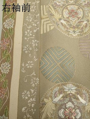 平和屋着物●総刺繍　小紋　中国三大刺繍　汕頭刺繍　スワトウ刺繍　花鳥丸文　正絹　逸品　AABG5843ck