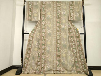 平和屋着物●総刺繍　小紋　中国三大刺繍　汕頭刺繍　スワトウ刺繍　花鳥丸文　正絹　逸品　AABG5843ck