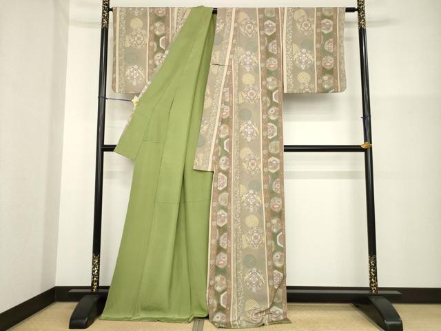 平和屋着物●総刺繍　小紋　中国三大刺繍　汕頭刺繍　スワトウ刺繍　花鳥丸文　正絹　逸品　AABG5843ck