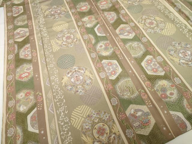 平和屋着物●総刺繍　小紋　中国三大刺繍　汕頭刺繍　スワトウ刺繍　花鳥丸文　正絹　逸品　AABG5843ck