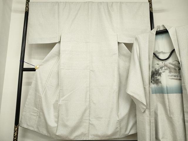 平和屋着物●男性　紬　アンサンブル　亀甲絣　三越扱い　正絹　逸品　未使用　AABG5844ck