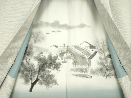 平和屋着物●男性　紬　アンサンブル　亀甲絣　三越扱い　正絹　逸品　未使用　AABG5844ck