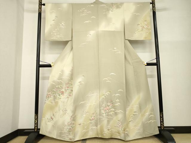 平和屋着物●訪問着　草花文　暈し染め　金彩　正絹　逸品　AABG5846ck