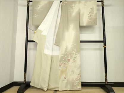 平和屋着物●訪問着　草花文　暈し染め　金彩　正絹　逸品　AABG5846ck