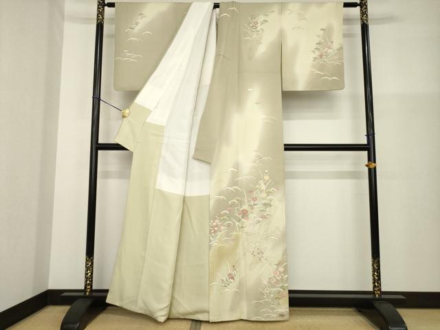 平和屋着物●訪問着　草花文　暈し染め　金彩　正絹　逸品　AABG5846ck