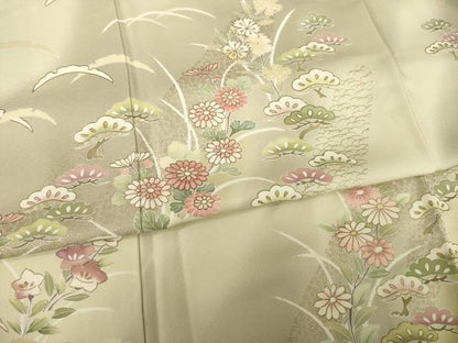 平和屋着物●訪問着　草花文　暈し染め　金彩　正絹　逸品　AABG5846ck