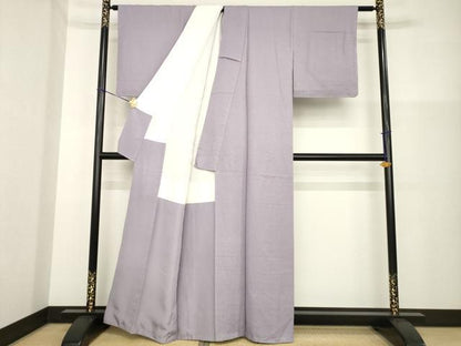 平和屋着物●上質な色無地　梅鼠色　反端付き　正絹　逸品　AABG5849ck