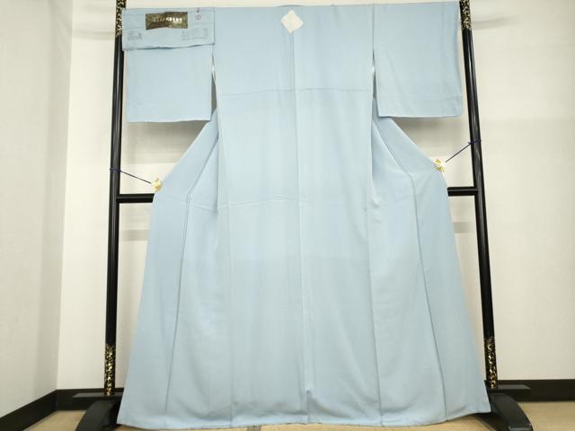 平和屋着物●上質な色無地　作家物　堅牢草木染　桔梗鼠色　丹後ちりめん　反端付き　正絹　逸品　未使用　AABG5850ck