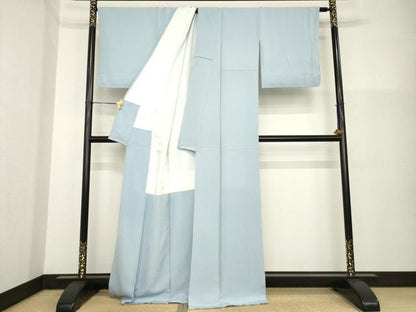 平和屋着物●上質な色無地　作家物　堅牢草木染　桔梗鼠色　丹後ちりめん　反端付き　正絹　逸品　未使用　AABG5850ck