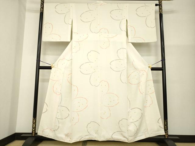 平和屋着物●上質な小紋　舞桜文　金彩　正絹　逸品　AABG5856ck
