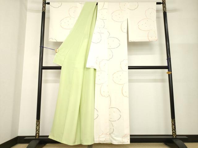 平和屋着物●上質な小紋　舞桜文　金彩　正絹　逸品　AABG5856ck