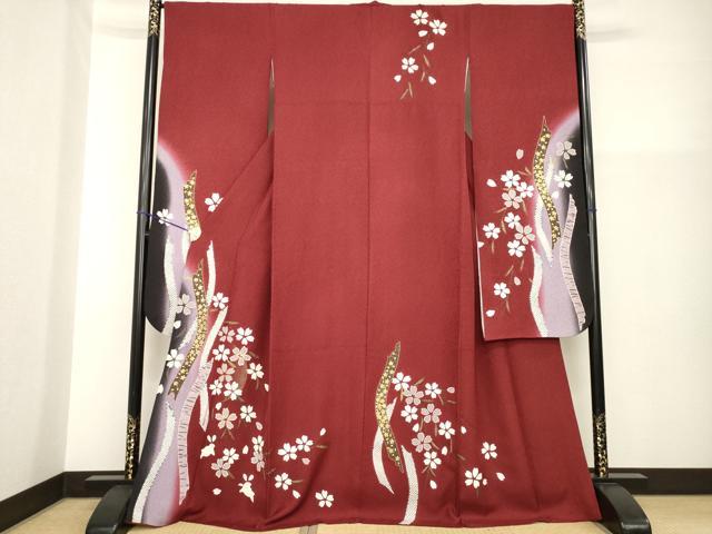 平和屋着物●豪華振袖　駒刺繍　枝花に兎　金彩　正絹　逸品　AABG5857ck
