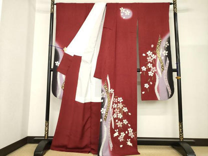 平和屋着物●豪華振袖　駒刺繍　枝花に兎　金彩　正絹　逸品　AABG5857ck