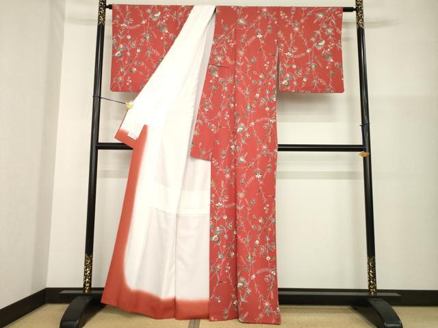 平和屋着物●洗える最高級着物　＜英＞はなぶさ謹製　小紋　更紗草花文　AABG5861ck